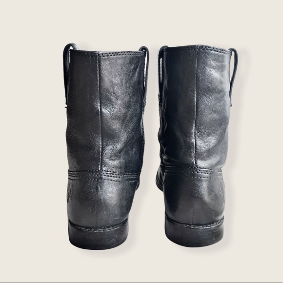 Frye Anna Shortie Black Leather Cute Casual Streetwear Pull On Ankle Booties - Picture 14 of 16